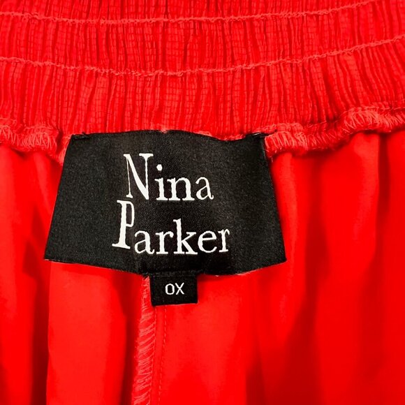 Nina Parker Size XL Women Red Orange High Rise Wide Leg Cropped Pull on Pants - Picture 2 of 11